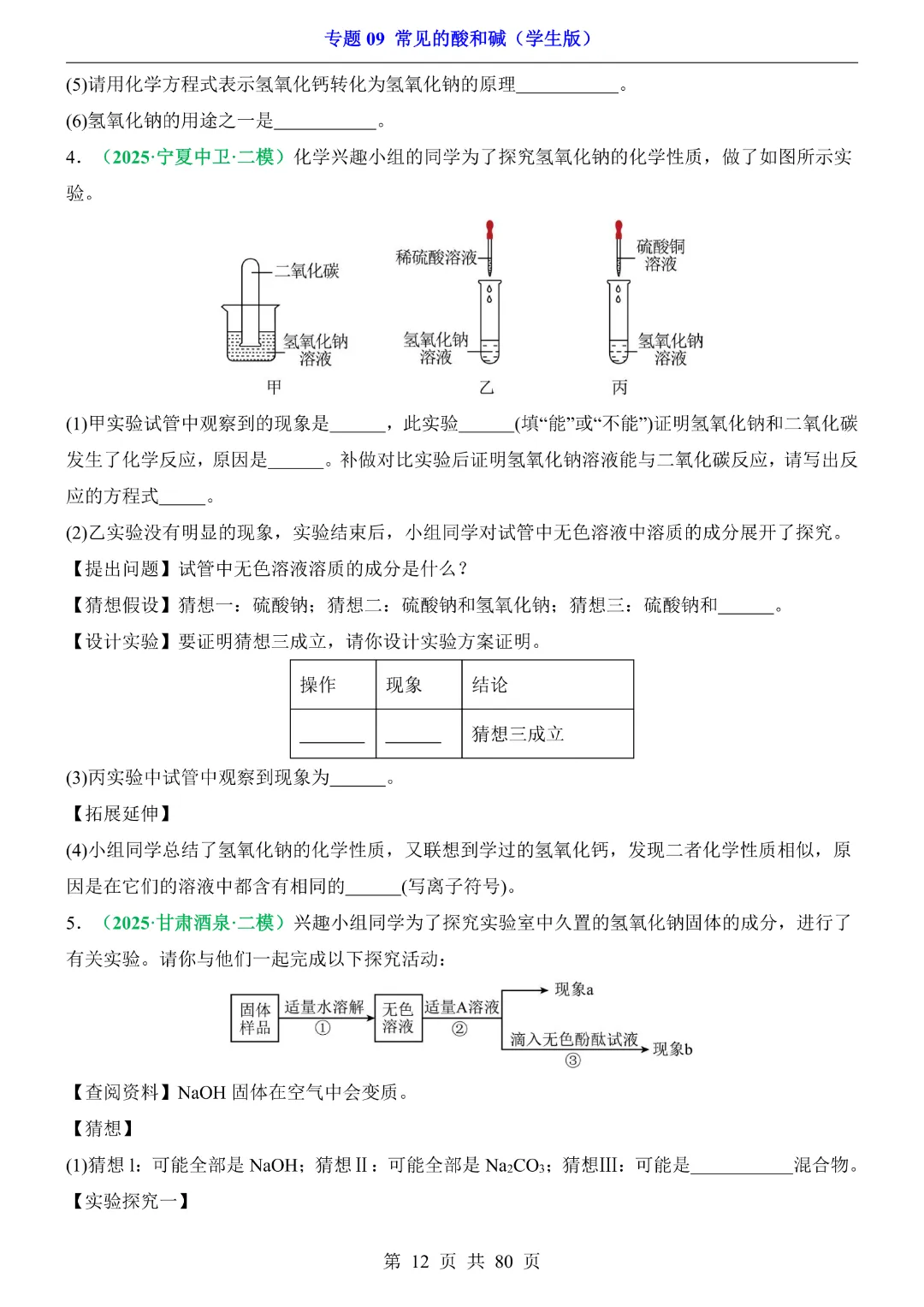 26新九年级下册化学【通用版】中考专项化学《专题09常见的酸和碱带答案解析》|完整高清电子版可打印 第12张