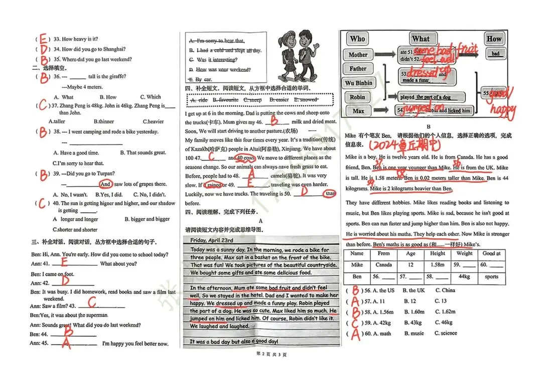 【期中真题】2025.4年华山三小、香王小学六下英语试题(含答案) 第11张