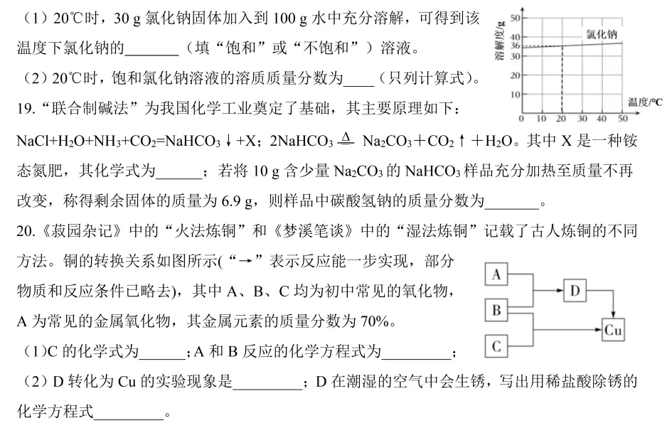真题再现17 || 洛阳市2025年一模化学试卷 第9张