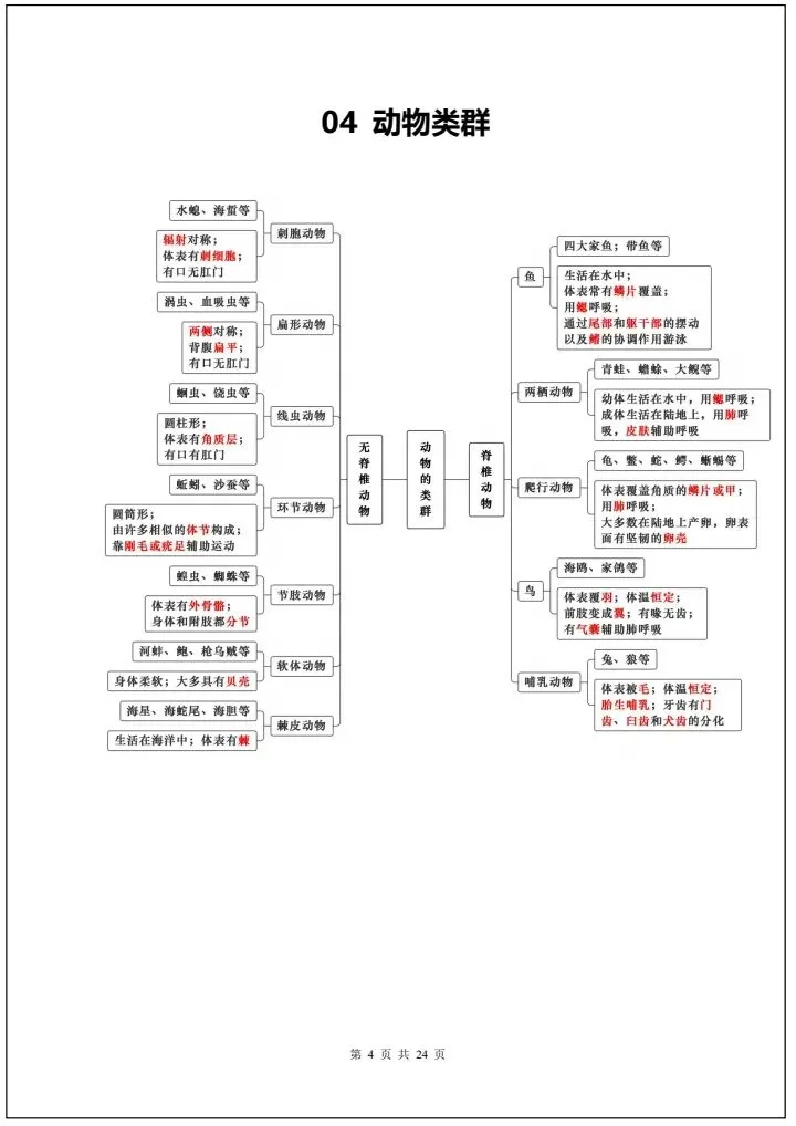 【中考生物】2026年中考生物会考必背知识导图24大汇总(全国通用版)完整电子版可打印! 第12张