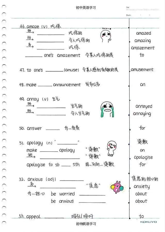 中考英语必考3500词汇(自测本) 第7张