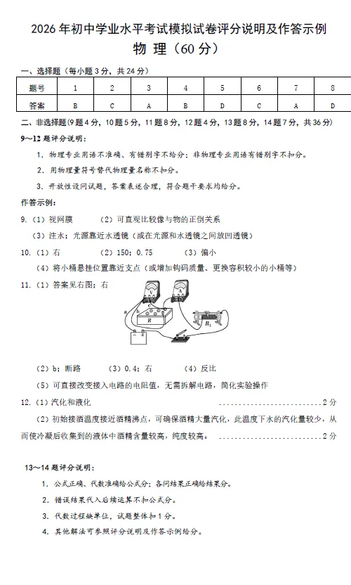 2026年包头初中学业水平考试模拟试卷——物理、化学 第5张