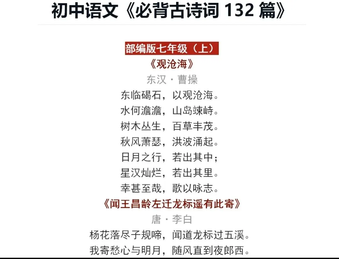 2026年中考初中语文必背古诗词与文言文PDF电子版可下载打印(含默写练习题) 第1张