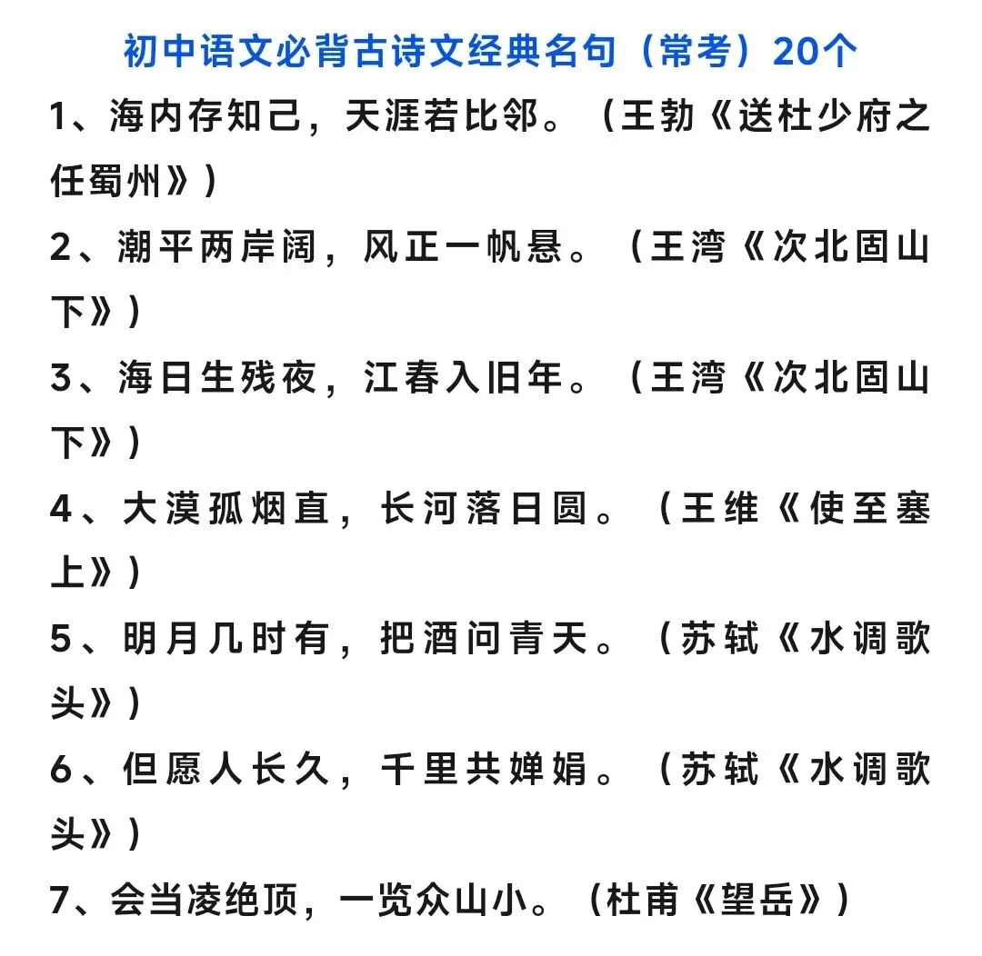 2026年中考初中语文必背古诗词与文言文PDF电子版可下载打印(含默写练习题) 第3张