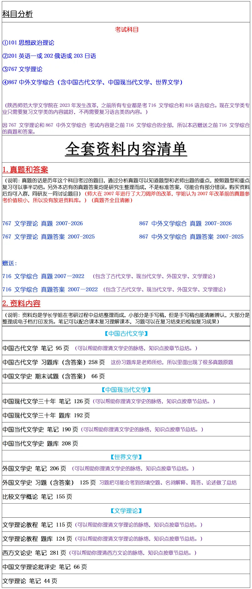 陕西师范大学2027考研真题和资料 | 陕西师范大学文学考研767文学理论867中外文学综合答案笔记习题!学长学姐强推 第10张