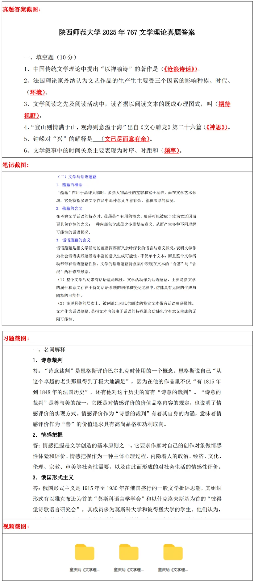 陕西师范大学2027考研真题和资料 | 陕西师范大学文学考研767文学理论867中外文学综合答案笔记习题!学长学姐强推 第15张
