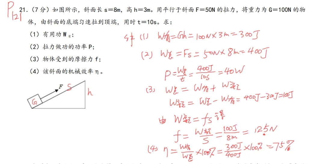 善杰分享深圳中考初中物理简单机械斜面上推物体题 第1张