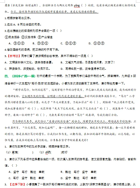 2026年中考语文二轮复习重难点专练,打印一份给孩子,考试轻松突破120分! 第6张