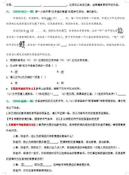 2026年中考语文二轮复习重难点专练,打印一份给孩子,考试轻松突破120分! 第9张