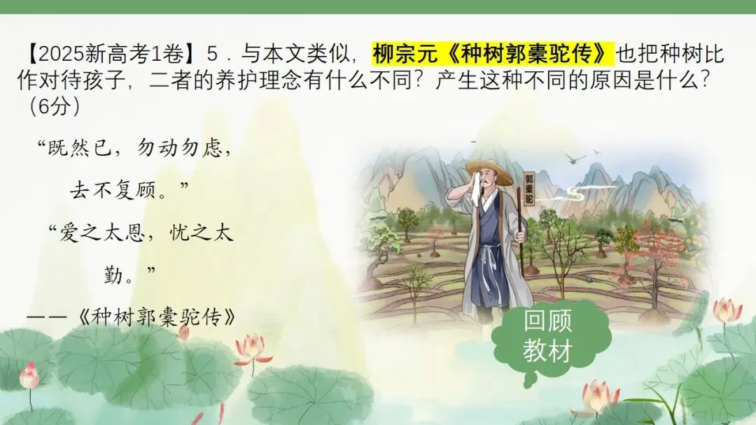 (2025高考真题导入)观种树,知养人——高二选必下《种树郭橐驼传》 第9张
