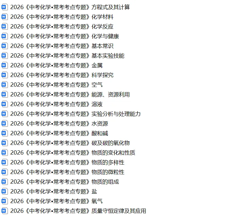 2026《中考化学常考考点专题》,可下载打印 第1张