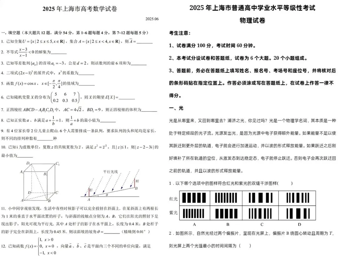 近十年(2015-2025)上海高考试卷|全科电子版含答案可下载 第5张