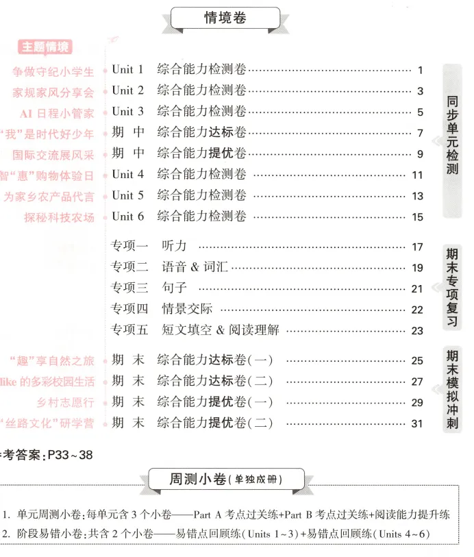 新版四年级下册英语试卷,情境卷+周末小测卷,含1-6单元情境检测卷+期中情境卷+期末情境卷+专项复习卷,附答案+听力,文末可下载 第1张