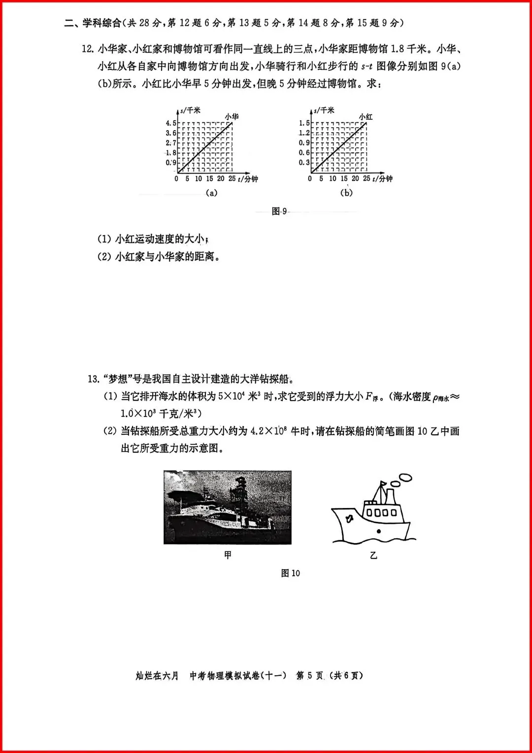 备战中考物理:解析26版灿烂在六月试卷11,上海学子的备考利器 第6张