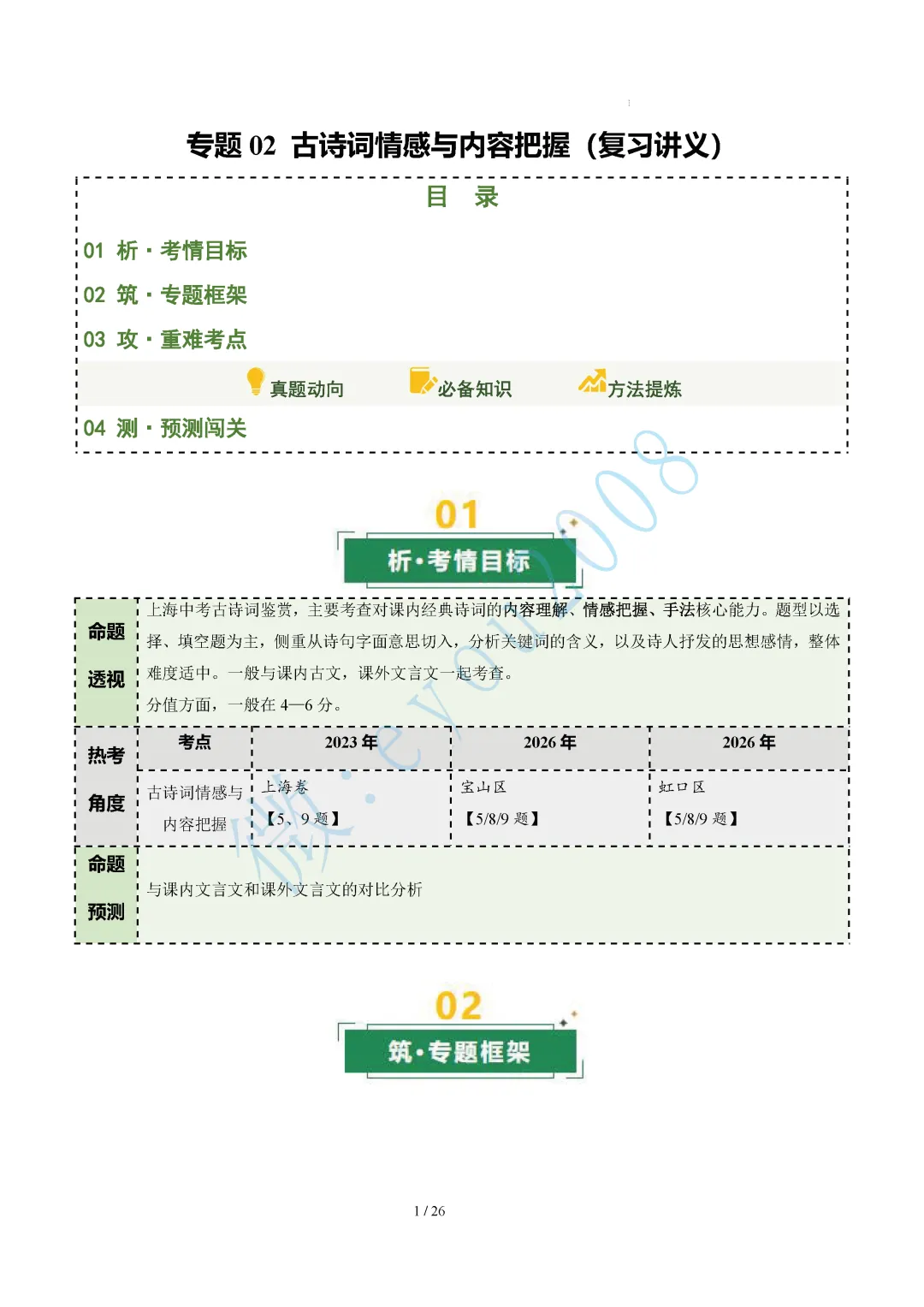 中考语文专题 02 古诗词情感与内容把握 第2张