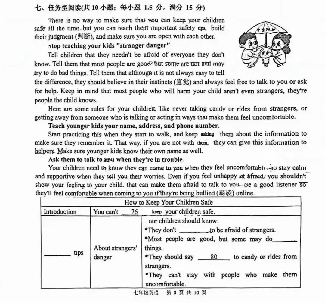 泰州省附七年级下学期期中英语试卷分析:题型稳中有新,传统文化是重头戏 第13张