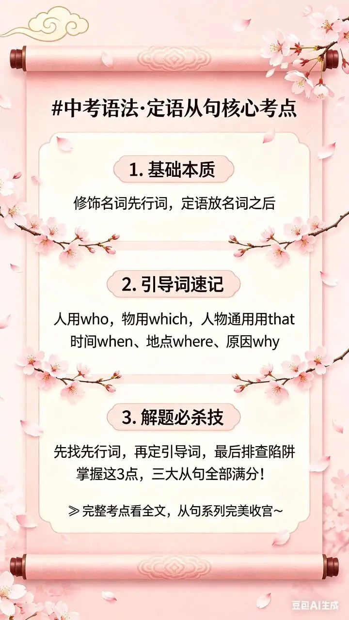 中考语法收官:定语从句完整版精讲 第1张