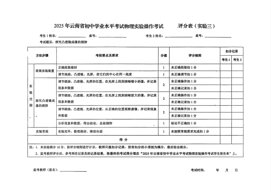 【2026云南中考】实验丢分太可惜!物化生实验考评分标准+操作视频,速领! 第8张