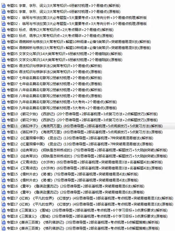中考语文丨第一轮复习22大专题(习题+答案) 第2张