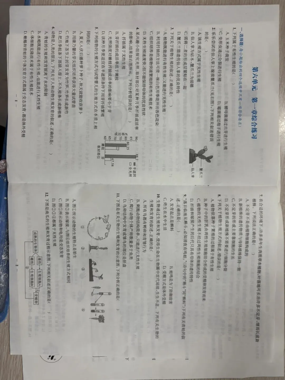 全套新人教八下生物章节试卷 第1张
