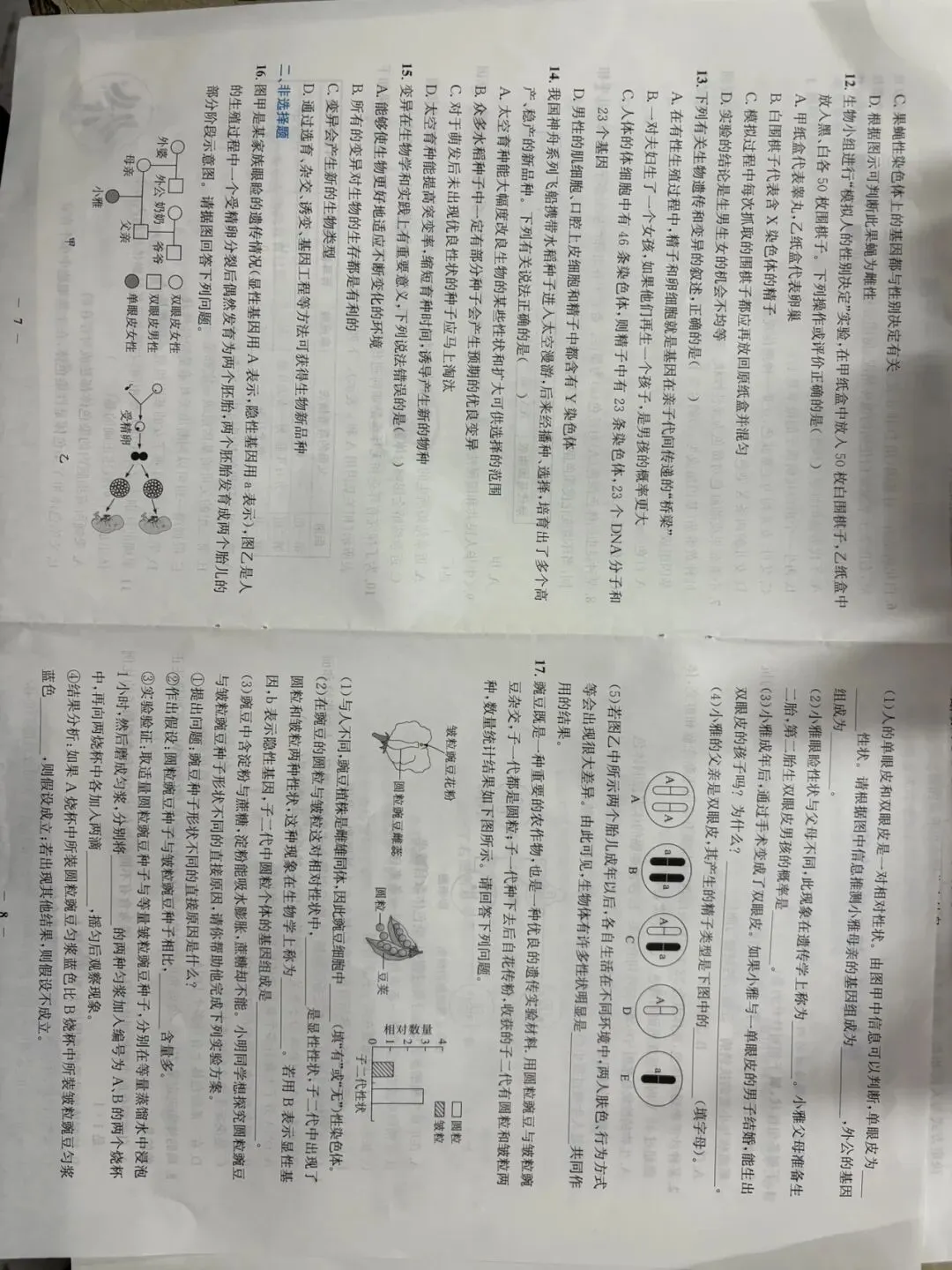 全套新人教八下生物章节试卷 第4张