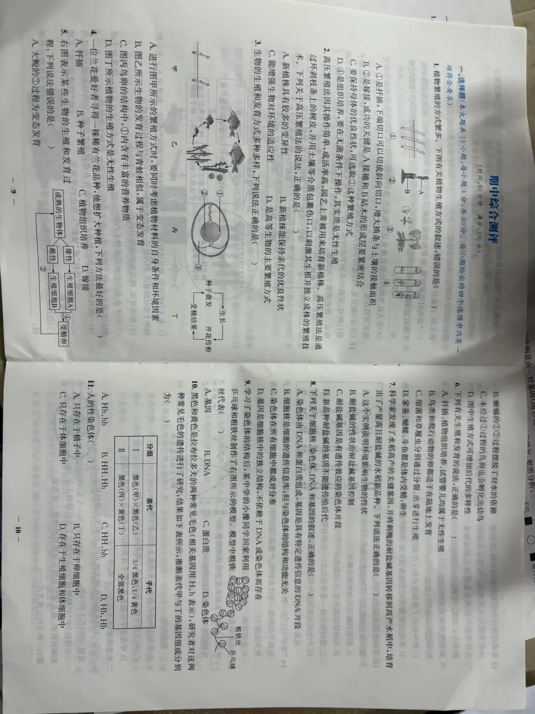 全套新人教八下生物章节试卷 第5张