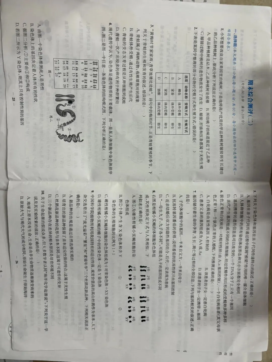 全套新人教八下生物章节试卷 第13张