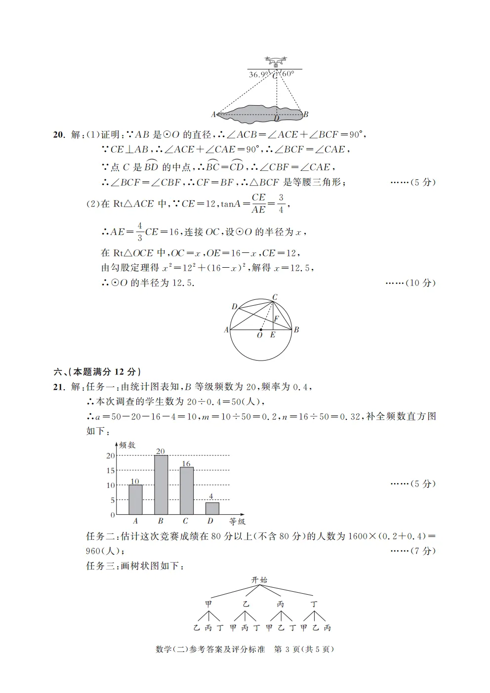 安徽中考数学模拟试卷+答案 第10张