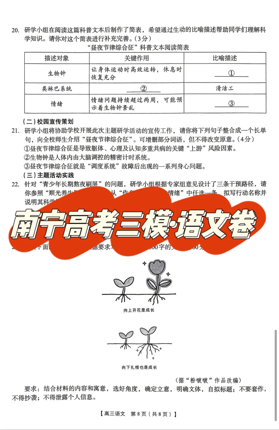 最新!2026南宁市高考三模语文试卷真题 第4张