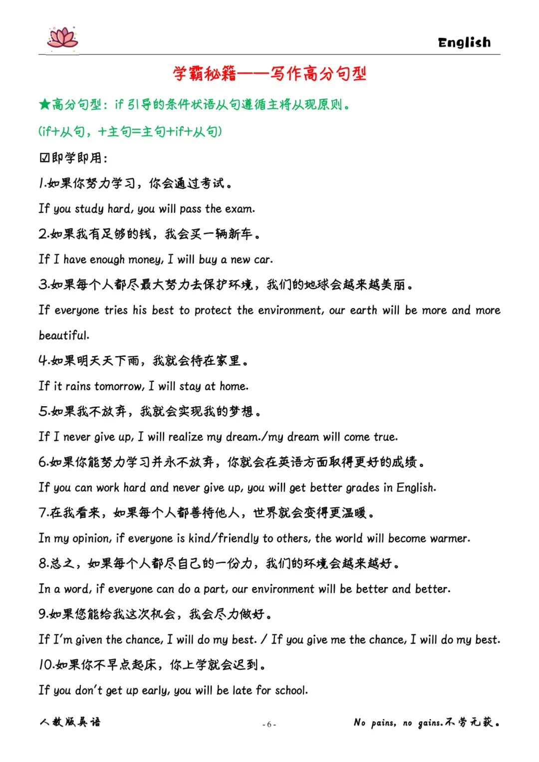 中考英语写作高分句型梳理 (背诵+检测) 第7张