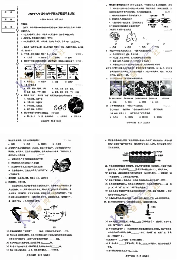 2026年沈阳市一模【地理】和【生物】试卷分享!!和平、沈河、皇姑、大东、浑南,持续更新中~~ 第13张