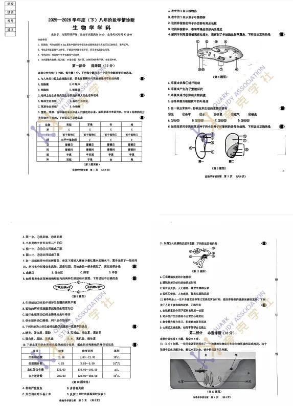 2026年沈阳市一模【地理】和【生物】试卷分享!!和平、沈河、皇姑、大东、浑南,持续更新中~~ 第17张