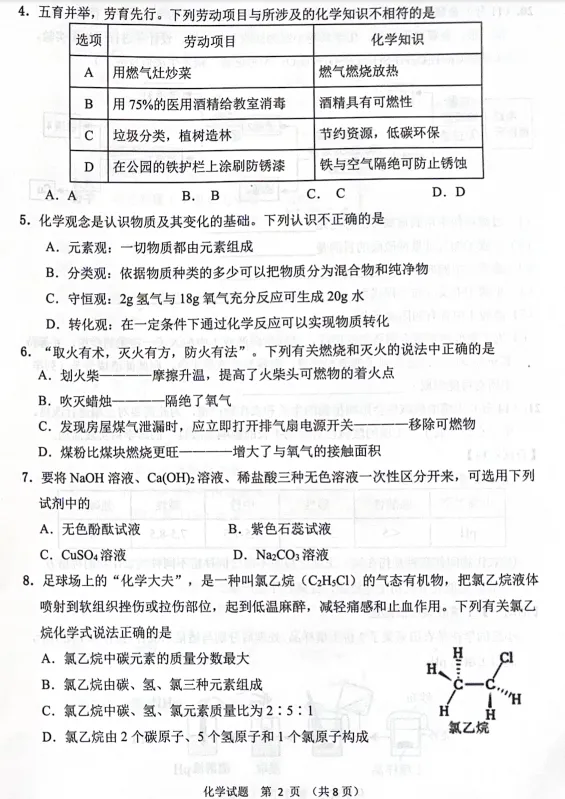 2026年中考模拟考试化学试题15 第2张