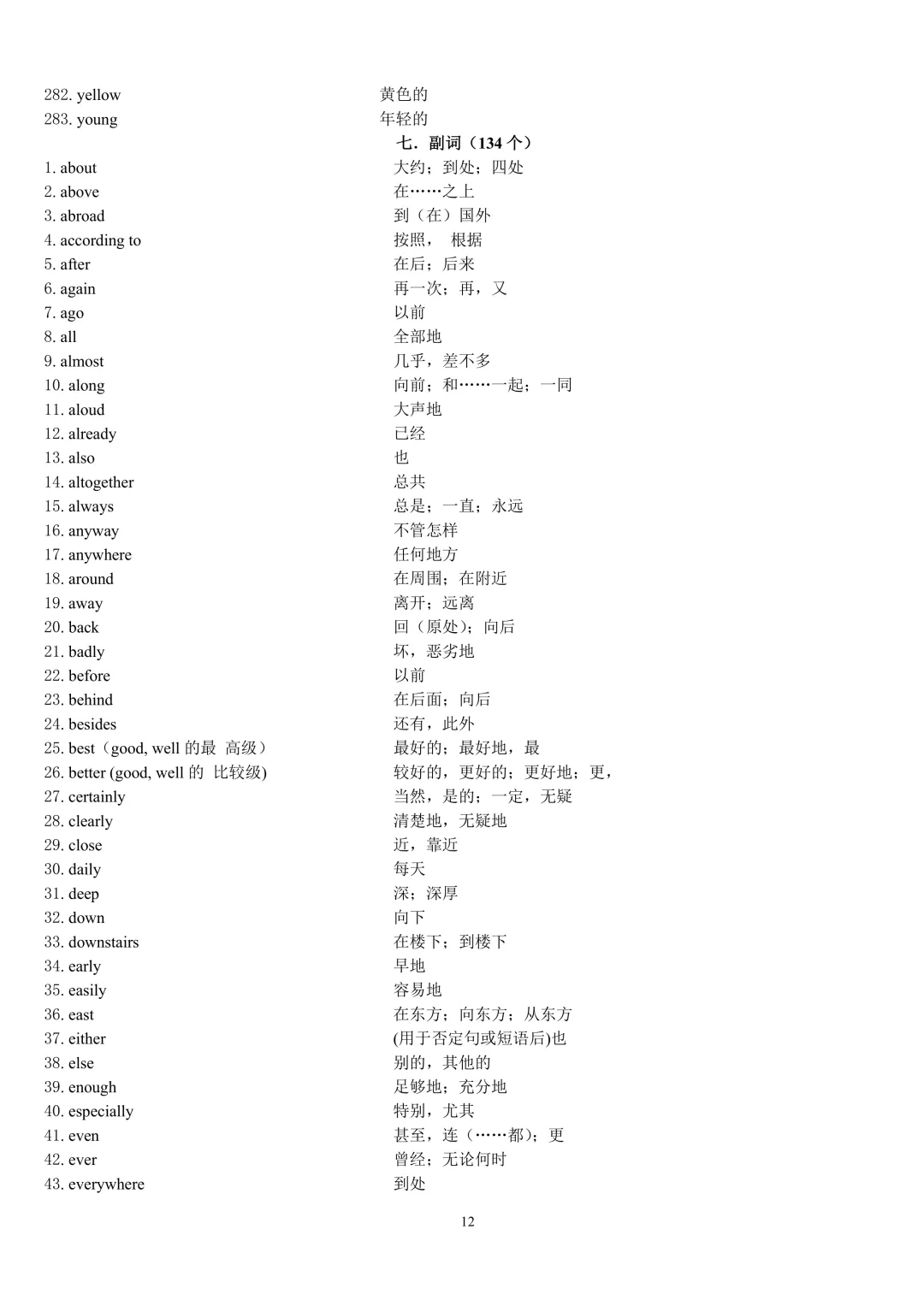 中考英语 1600 词汇按词性分类完整版,初中必考单词分名词动词形容词副词,复习默写提分干货 第12张