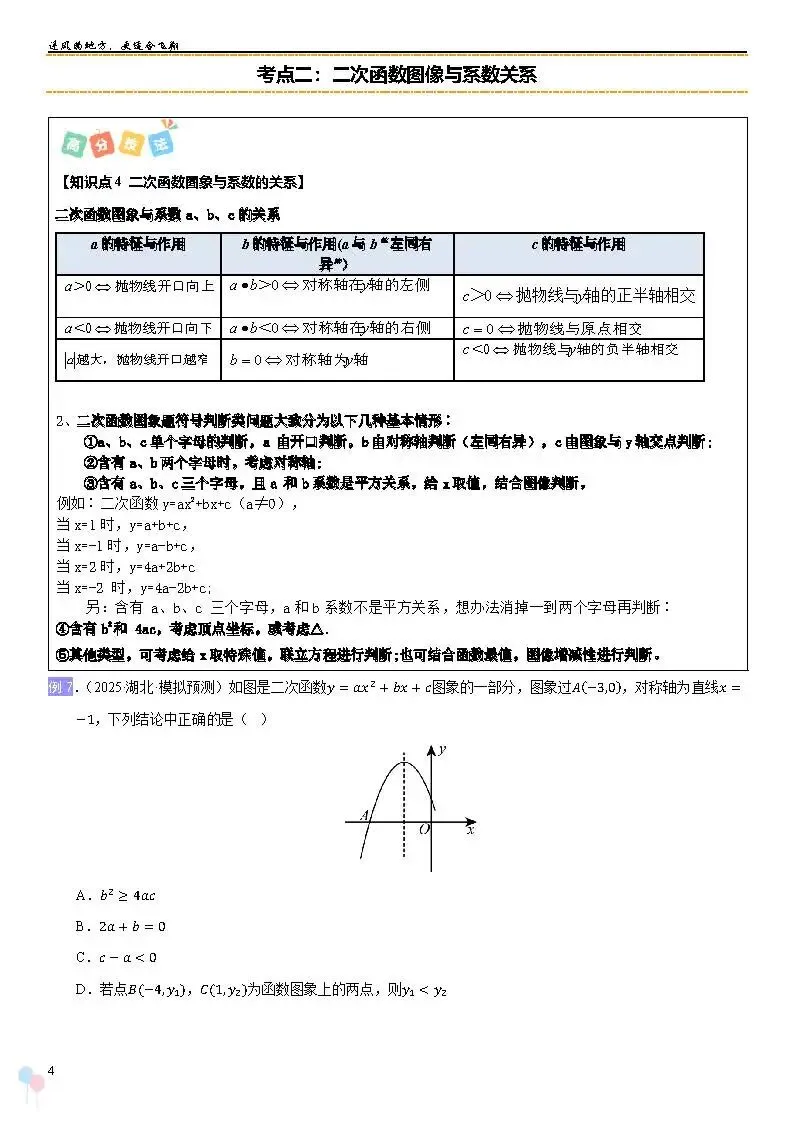 2026中考数学提高专题复习——二次函数基础知识 第4张
