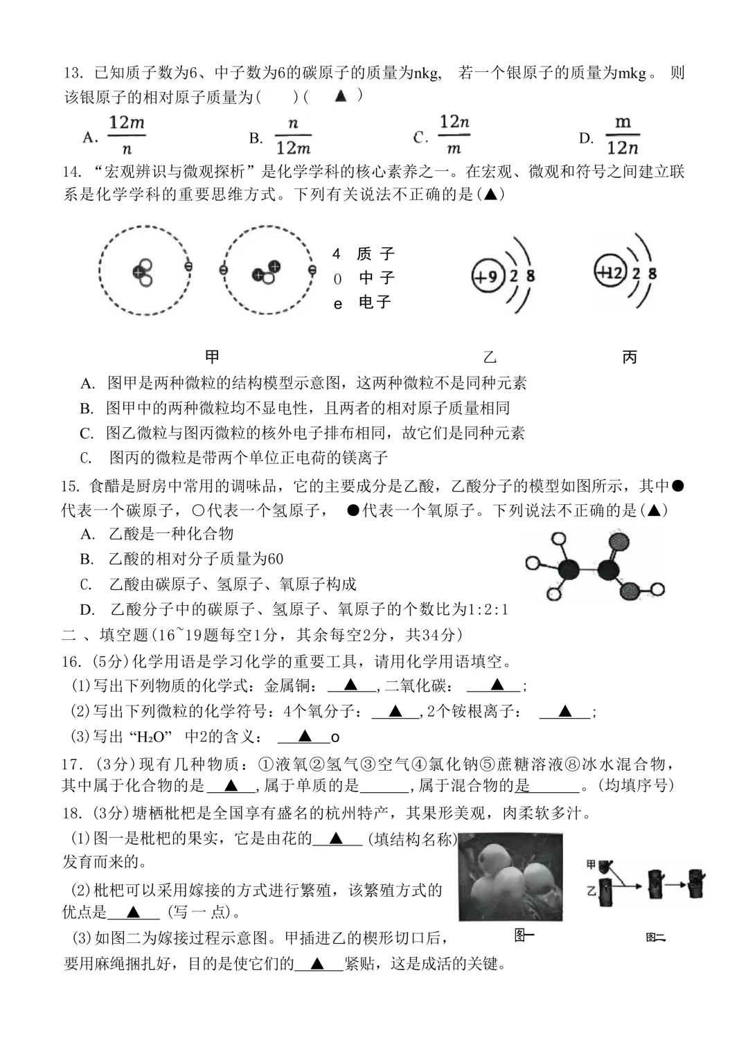 2026.4杭州十三中七下期中考试科学试卷 第3张