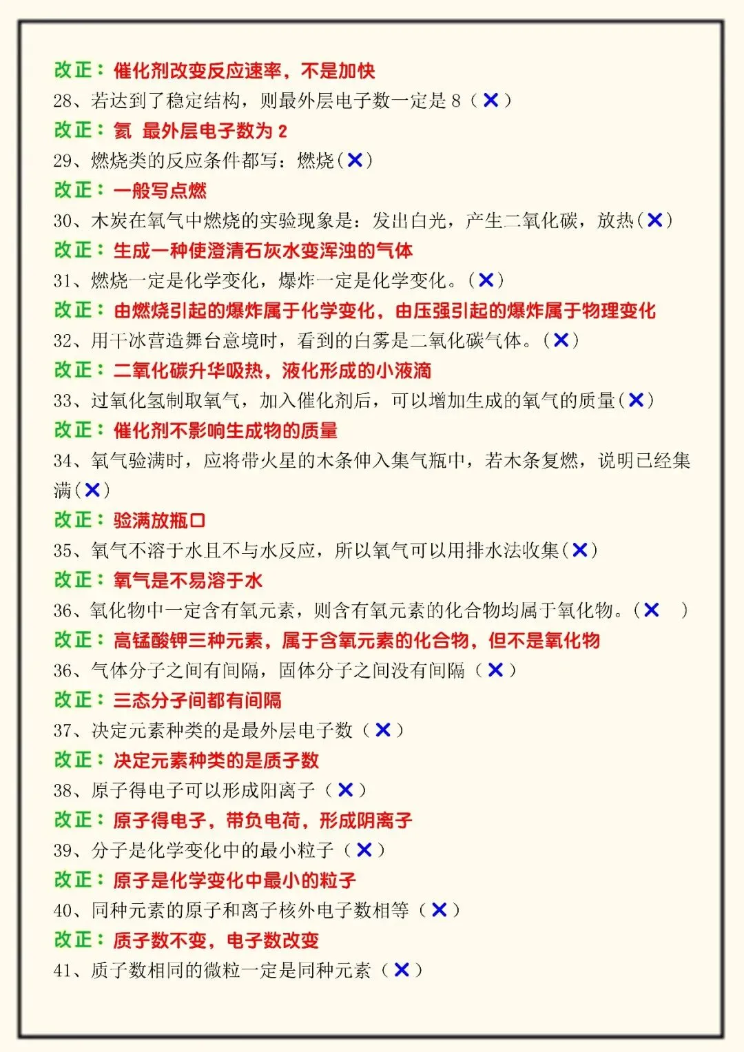 2026中考化学最全易错判断题100道(可打印),中考必考,必掌握! 第6张