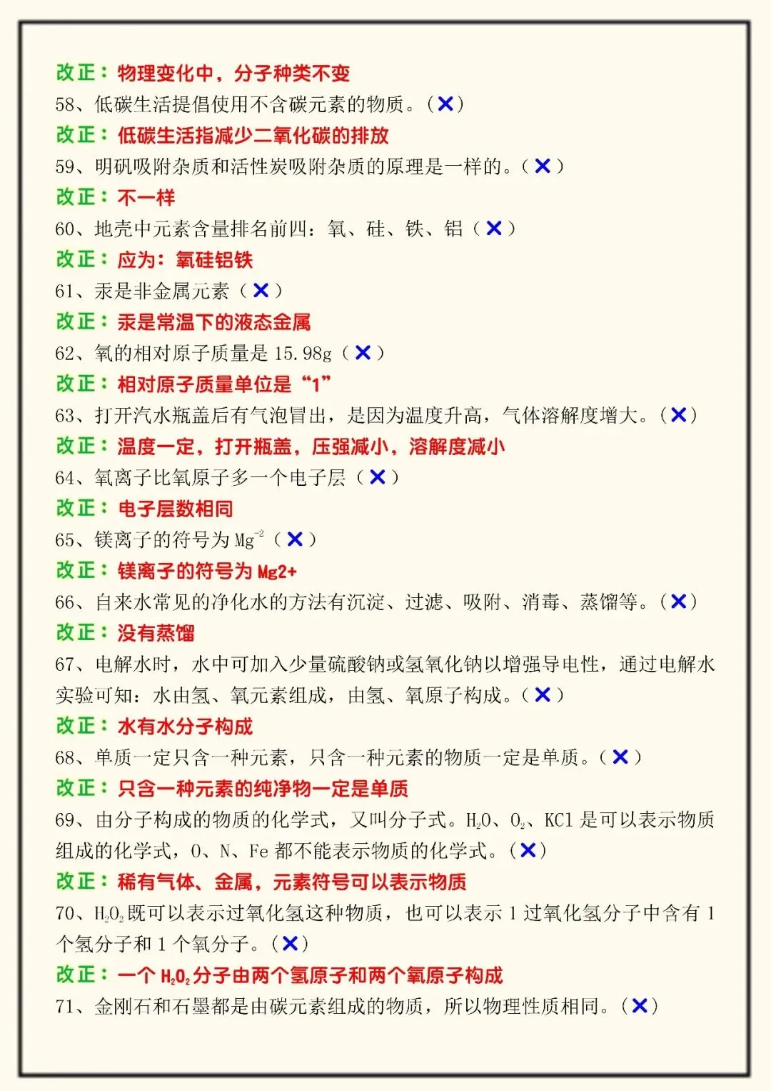 2026中考化学最全易错判断题100道(可打印),中考必考,必掌握! 第8张