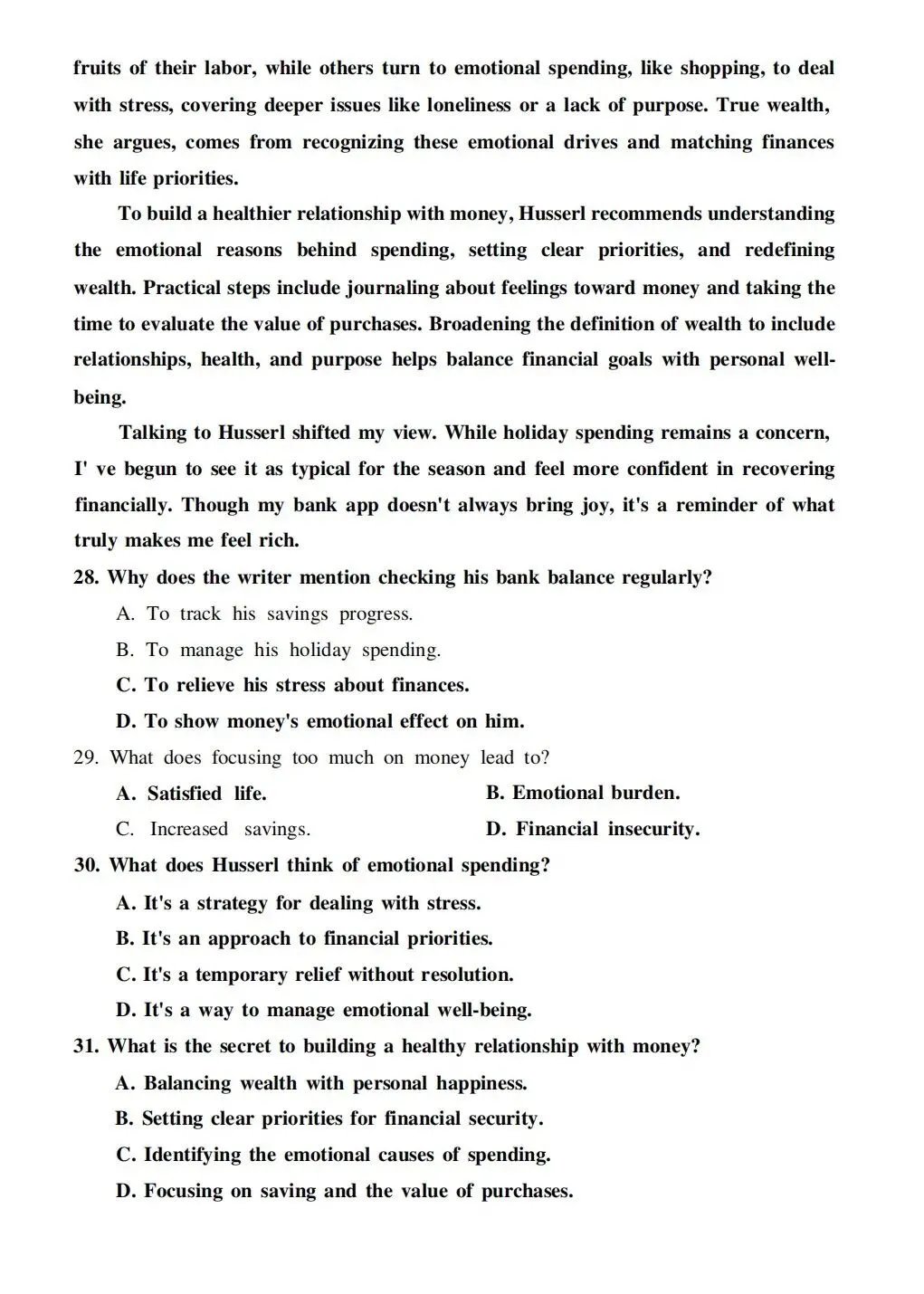 2026年郑州高三英语二模真题 第7张