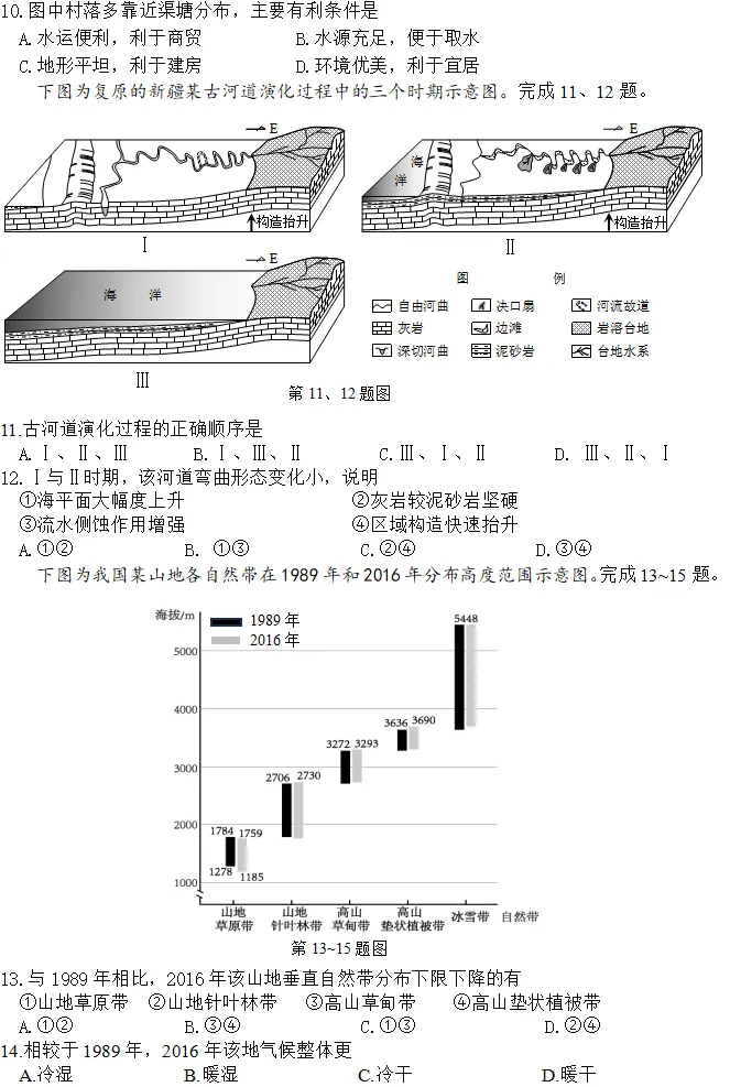 湖州、丽水、衢州高三地理二模试卷 第3张