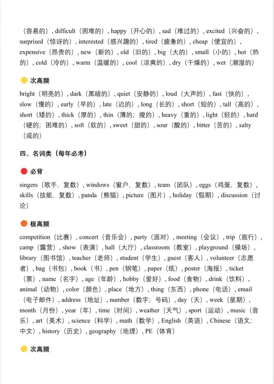 中考英语听填信息——背会这些单词就稳了(分级背诵,高效提分) 第2张