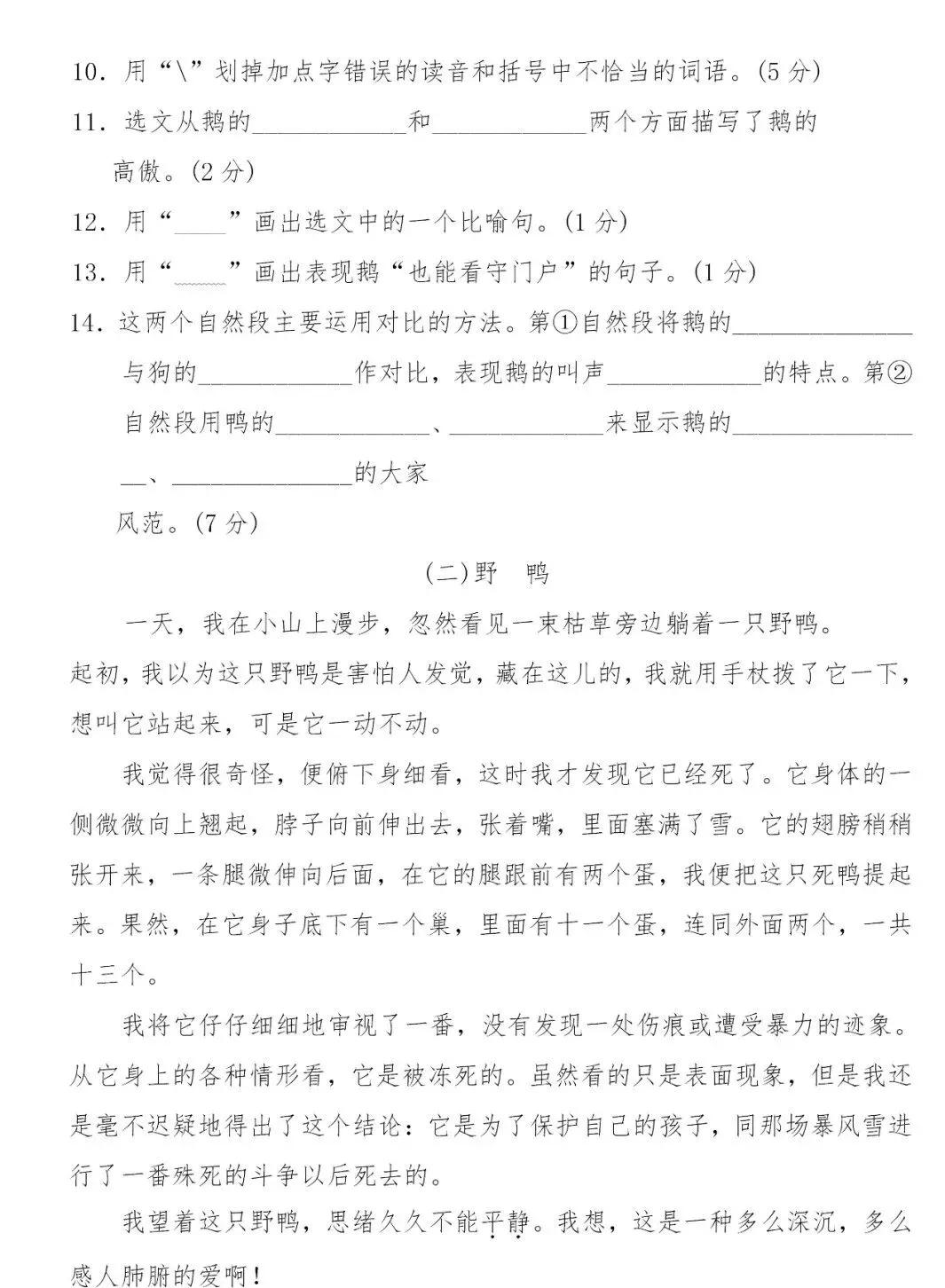 部编版四年级下册语文四单元试卷 第4张