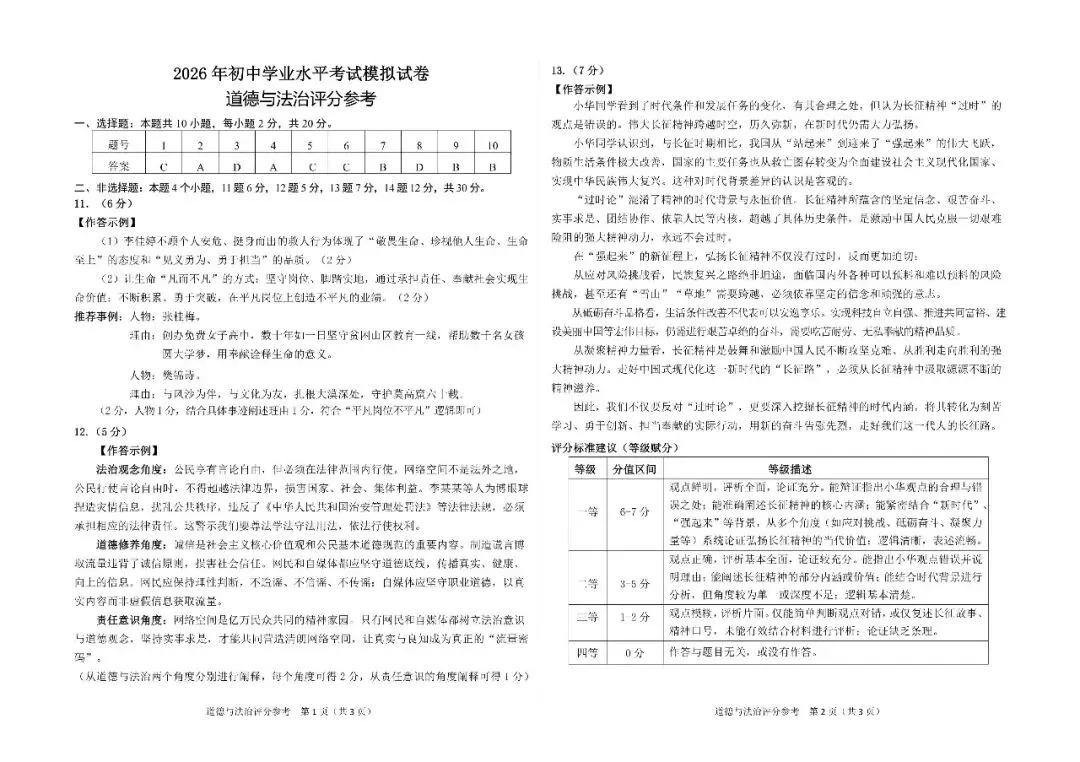 2026年4月包头市初三中考一模试卷-道法历史(含答案) 第9张