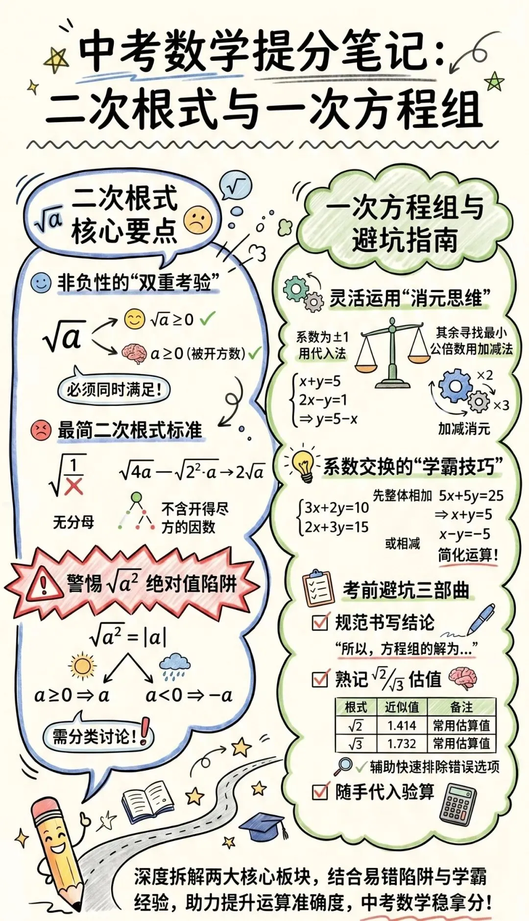 攻克中考数学:二次根式与一次方程组“保分”全攻略 第4张