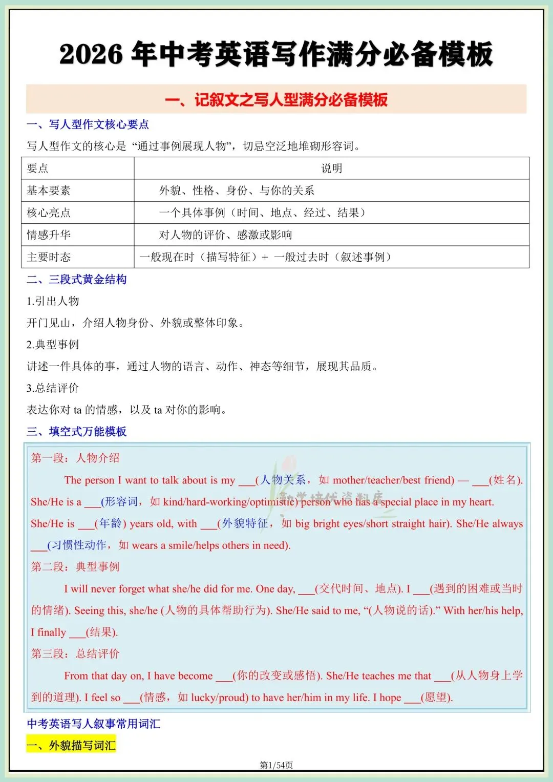 2026中考英语|写作范文·满分作文必备模板及素材,完整电子版可打印! 第3张
