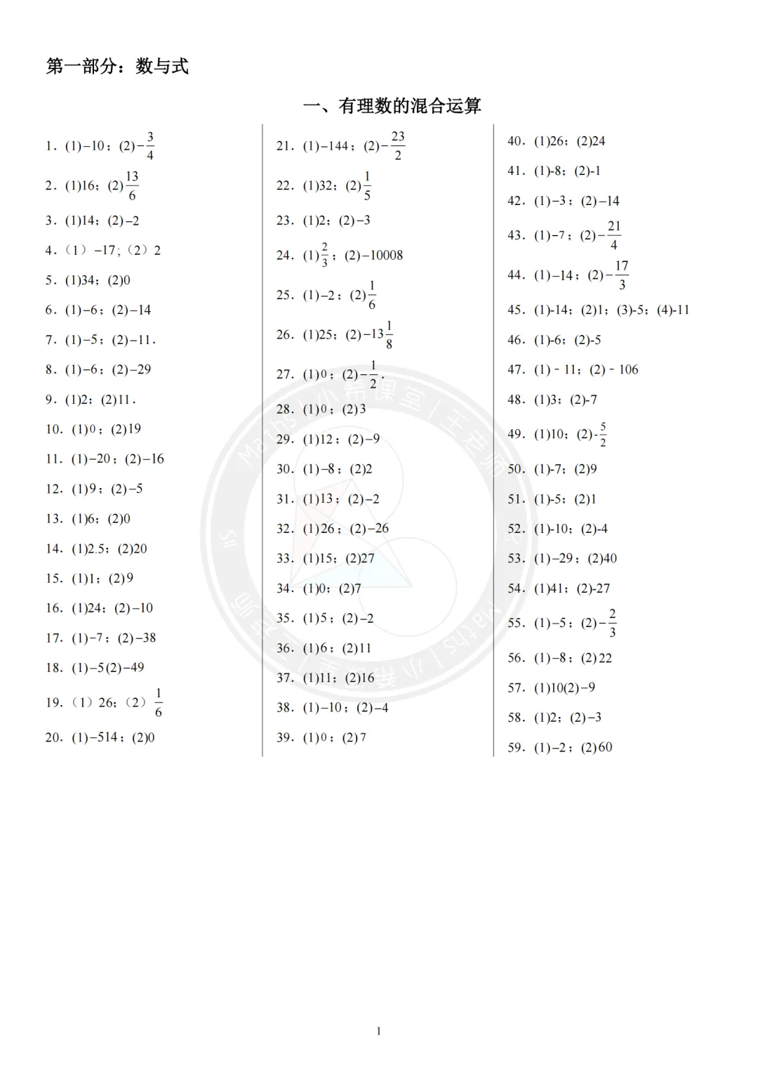 中考计算专练第一期-有理数的混合运算(附答案) 第13张