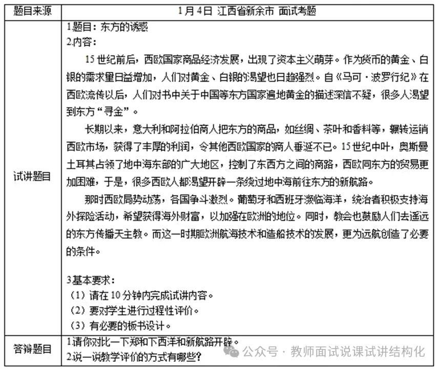 26教资面试!高中历史面试试讲真题+解析+答辩(包括12月面试) 第1张