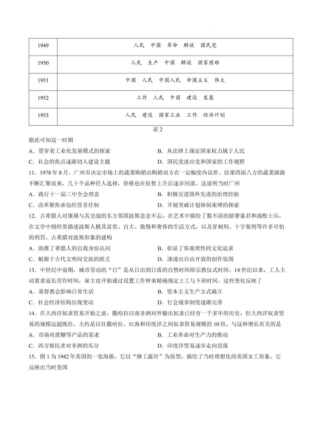 广东中山市2026届高三模拟测试(二)历史试卷及答案待更新 第7张
