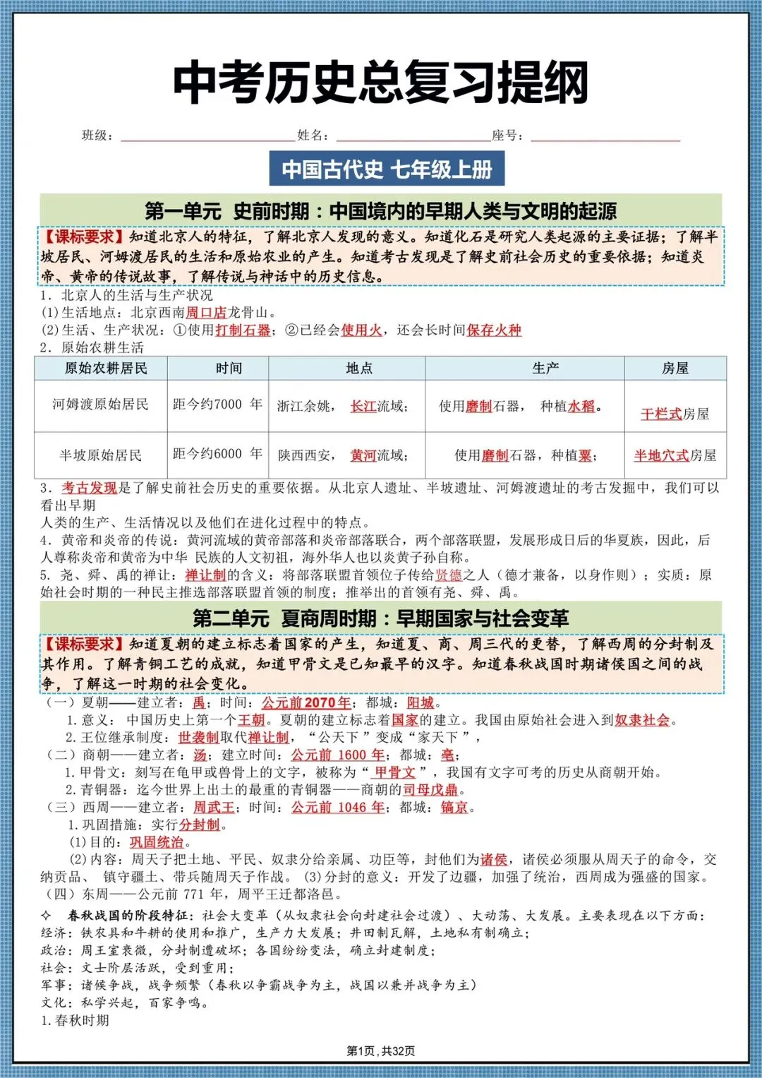 中考冲刺|2026中考历史总复习提纲汇总,电子版可打印!印 第2张