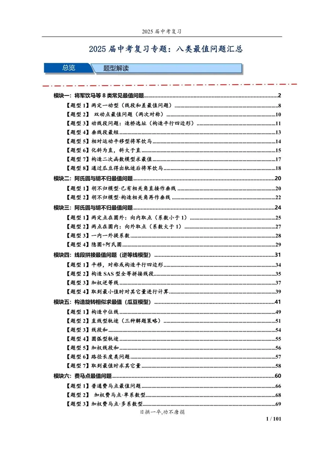 中考数学!八类最值问题专练,解析详细 第1张